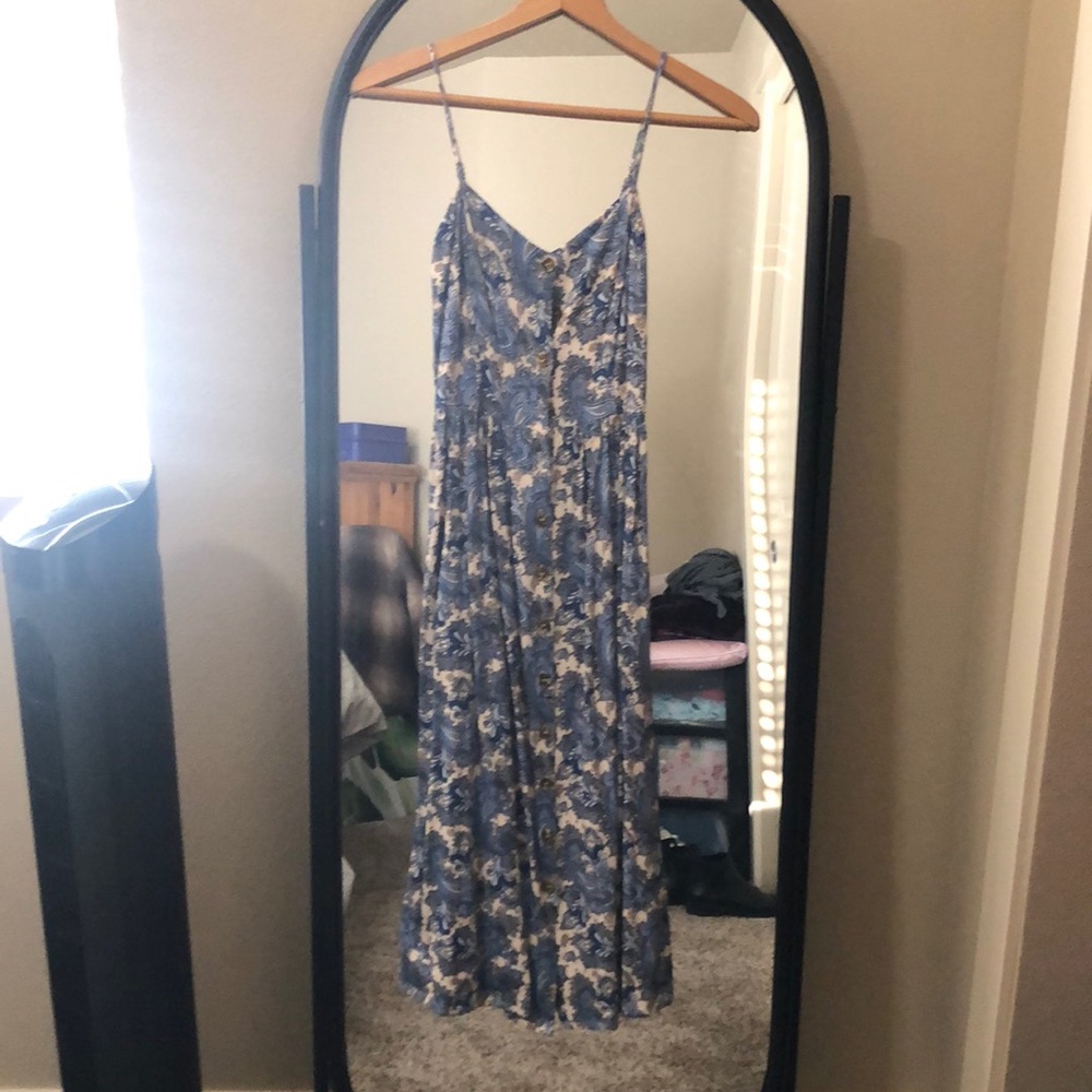 Blue & Yellow Paisley Midi Dress